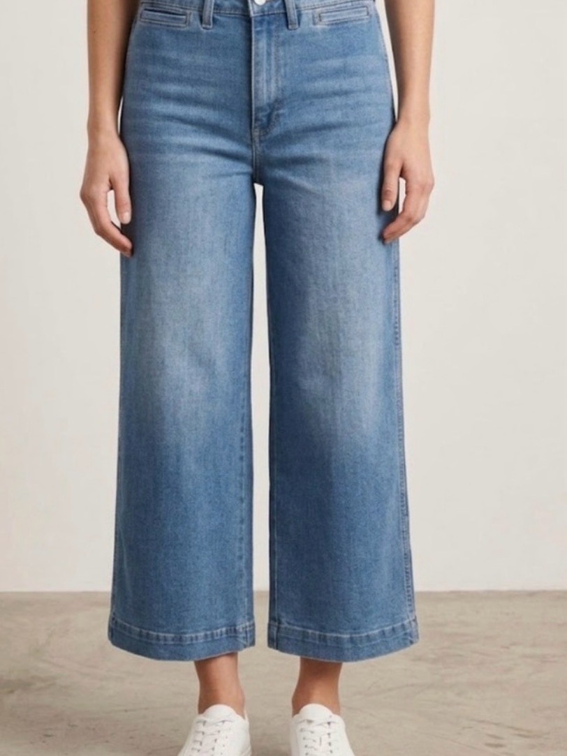 Oat New York Light Blue Wide-Leg Cropped Jeans